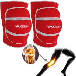 X MaxStrength Gel Filled Knee Pads Cap & Knee Support Made of Elasticated Material-Senior, 2 Piece, Red