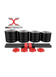 Maxstrength Dumbbell & Barbell Set, 40KG, Black