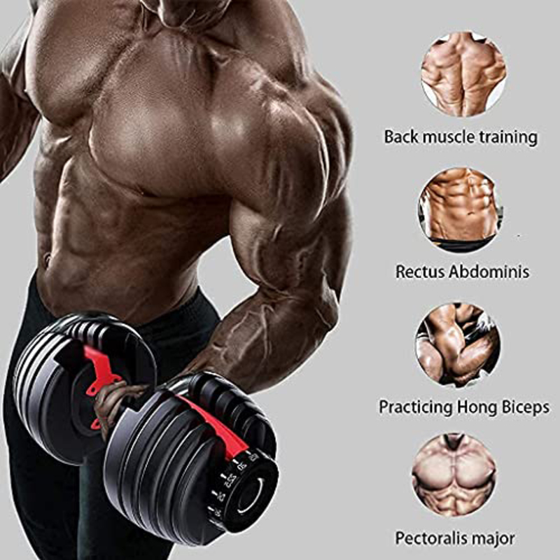 Maxstrength Adjustable Iron Dumbbell Single Set with Fast Automatic Different Weights Adjustment for Home Gym Weightlifting Workout, 24KG, Black