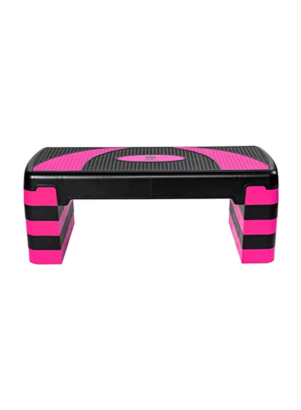 Maxstrength Aerobic Exercise Stepper with 5 Adjustable Step Levels, 9 Pieces, Pink/Black