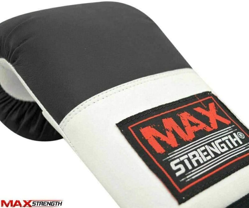 MaxStrength S/M Boxing Mitts Kickboxing Punching Training Bag Gloves, White/Black