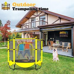 X MaxStrength Trampoline with Basketball Hoop and Safety Enclosure, Outdoor Playgrounds, Yellow, Ages 1 to 8