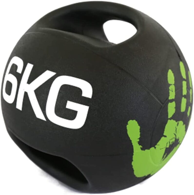 X MaxStrength Double Handle Rubber Medicine Ball Medicine Strength Exercise Ball, 6KG, Black