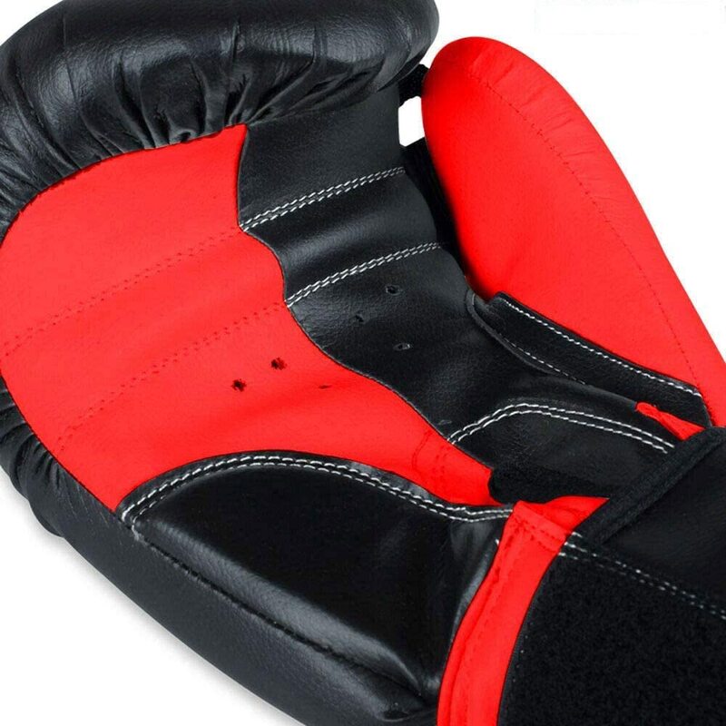 MaxStrength 6oz Curved Focus Pads Hook And Jab Martial Arts Training Boxing Gloves Sets, Black/Red