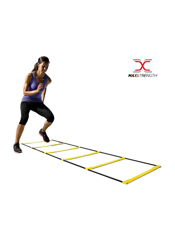 Maxstrength 2-in-1 Speed Hurdle & Agility Ladder for Speed Training, Black/Yellow