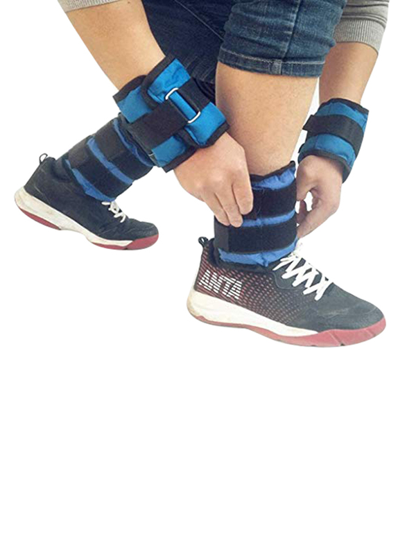 Maxstrength Adjustable Ankle Wrist Weights Bands Set, 2 x 1KG, Blue