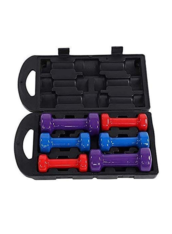 Maxstrength Dipping Dumbbell Hand Weight Set with Carry Case, 6KG, Multicolour