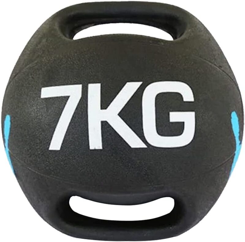X MaxStrength Double Handle Rubber Medicine Ball Medicine Strength Exercise Ball, 7KG, Black