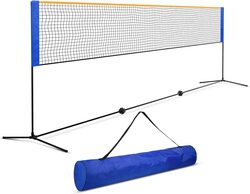 X MaxStrength Adjustable Height Portable Badminton & Tennis Net With Poles Carrying Bag, 4 Meter, Blue