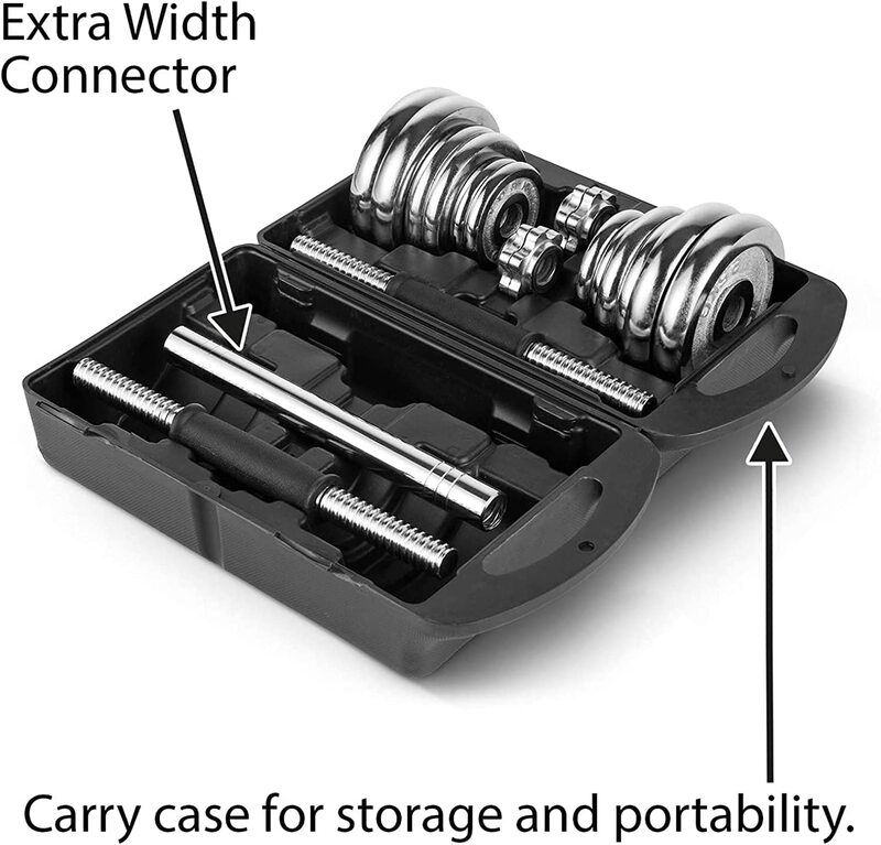 X MaxStrength 2-in-1 Dumbbell & Barbell Weights Set, 20KG, Silver