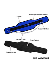 Maxstrength Heavy Duty Neoprene Padded Adjustable Sports Dipping Belt with Chain, Blue/Black