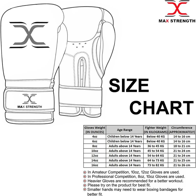 MaxStrength 14oz Punching Training Boxing Gloves Set, White/Black