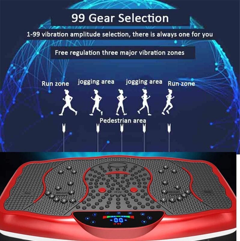 MaxStrength Vibration Plate Platform Exercise Machine For Whole Body Viberation & Professional Massage with LED Display, Remote Control, Bluetooth Speaker, Multicolour