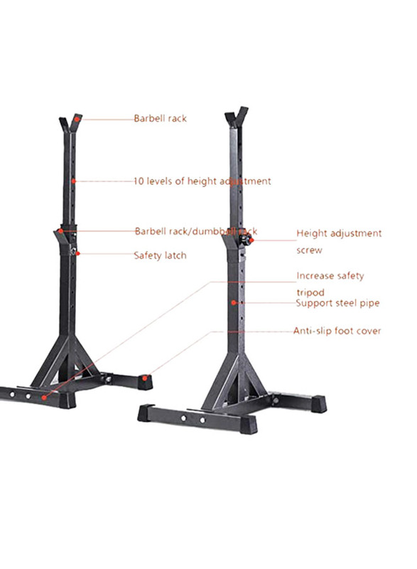 Maxstrength Fitness Weight Lifting Multifunctional Barbell Rack, 2 Pieces, Black