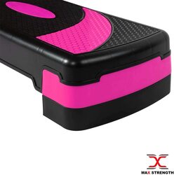 MaxStrength 5 Level Adjustable Aerobic Step with 10cm, 15cm, 20cm, 25cm & 30cm Heights Fitness Levels, Pink/Black