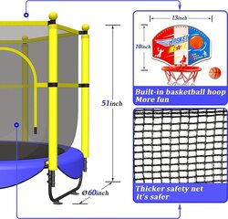X MaxStrength Trampoline with Basketball Hoop and Safety Enclosure, Outdoor Playgrounds, Blue, Ages 1 to 8