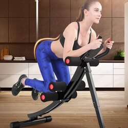 MaxStrength Foldable Adjustable Curved Power Plank Abdominal Trainer, Black
