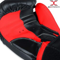 MaxStrength 16oz Boxing Gloves with Extra Padded Protection for Pro Sparring Kickboxing MMA Muay Thai, Black/Red