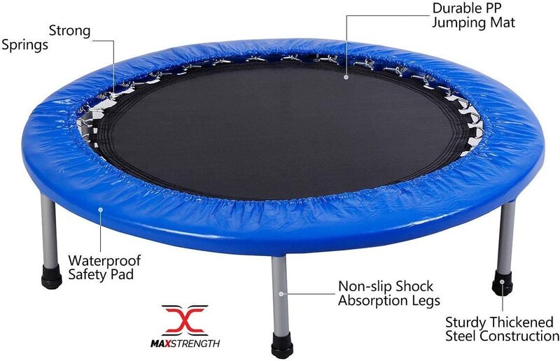 MaxStrength Mini Trampoline Set with Safety Pad for Kids, 40 Inch, Multicolour