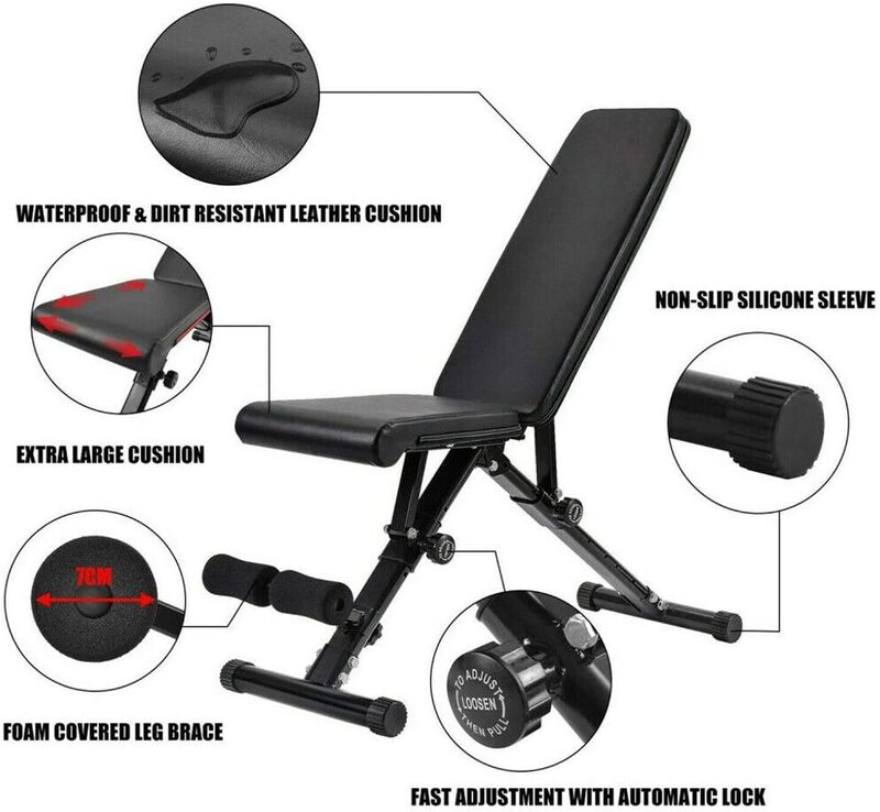 X MaxStrength Adjustable Weight Bench Foldable for Multi-Purpose Home Exercise Gym, One Size, Black