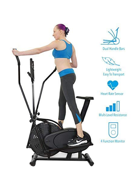 Maxstrength Orbitrack Multifunctional Elliptical Cross Trainer for Fitness, Cardio & Weight-Loss, Black/Silver
