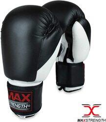 MaxStrength 12oz Boxing Punching Gloves with Thai Training Pad Sets, Black/White