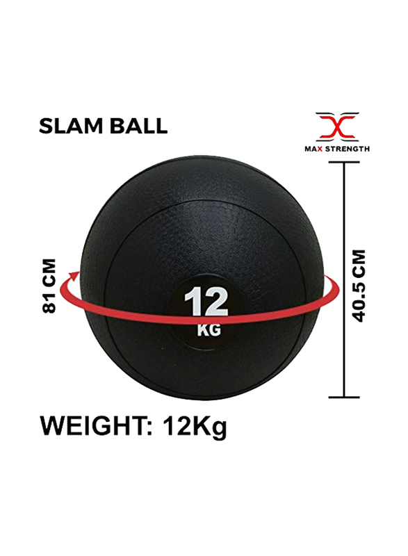 Maxstrength Medicine Slam Rubber Ball, 12KG, Black