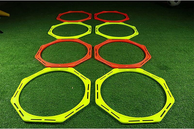 X MaxStrength Speed Agility Training Ladder Set Agility Ladder Speed Rings, 12 Pieces, Multicolour