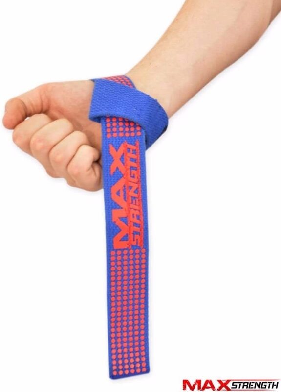MaxStrength Wrist Support Weight lifting Gym Training Bar Straps, Blue