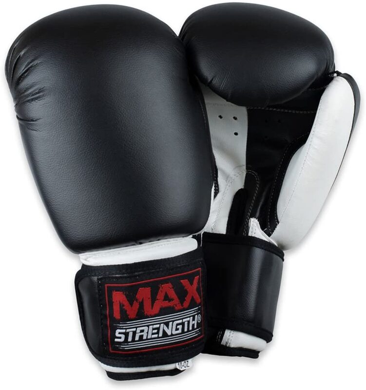 MaxStrength 10oz Hook & Jab Muay Thai Punching Boxing Gloves and Focus Pads Set, Black