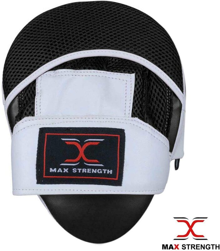 MaxStrength Mitts Boxing Training Focus Pads, Black/White