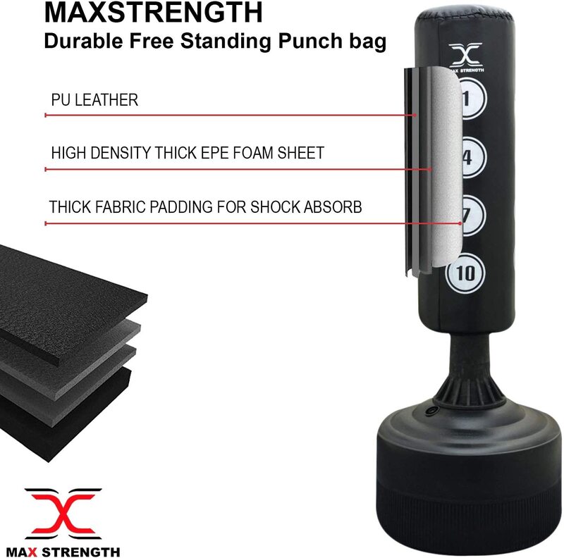 MaxStrength Free Standing Boxing Punching Bags, Black