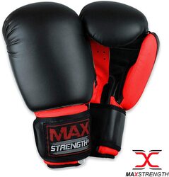 MaxStrength 16oz Boxing Gloves with Extra Padded Protection for Pro Sparring Kickboxing MMA Muay Thai, Black/Red