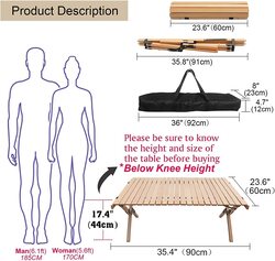 X MaxStrength Portable Folding Camping Table, Light Brown