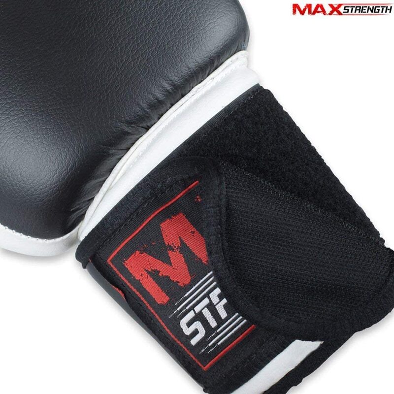 MaxStrength 6oz Boxing Gloves Sparring Kickboxing Punching Fight Gloves, Black/White