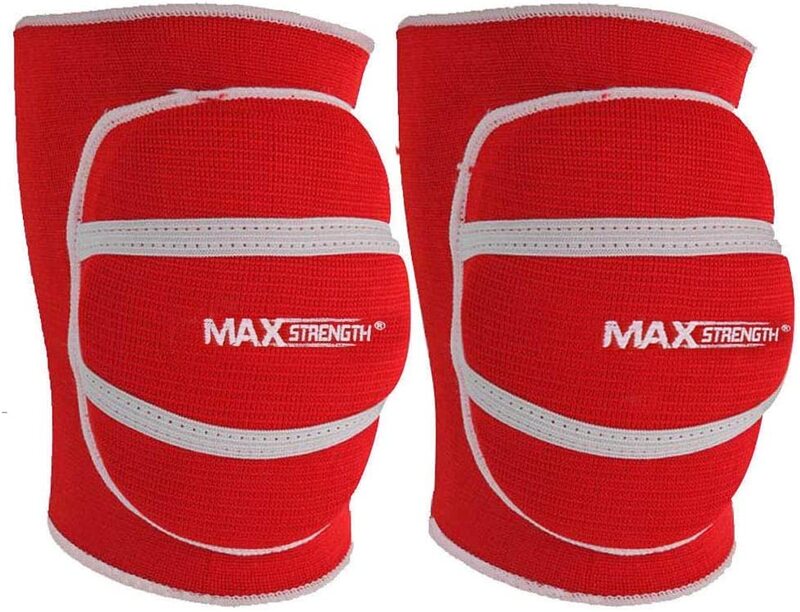 X MaxStrength Gel Filled Knee Pads Cap & Elasticated Material Knee Support, Junior, Red