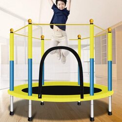 X MaxStrength Trampoline with Basketball Hoop and Safety Enclosure, Outdoor Playgrounds, Yellow, Ages 1 to 8