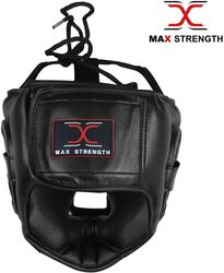 MaxStrength Senior Head Guard MMA Martial Arts Fighting Head Gear Helmet Adjustable Fastening Chin Strap, Black