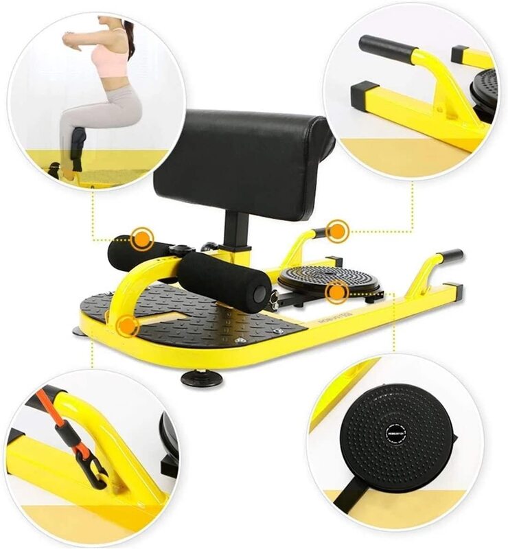 MaxStrength 3 in 1 Multifunction Push Up Ab Workout Squat Bench Machine, Black/Yellow