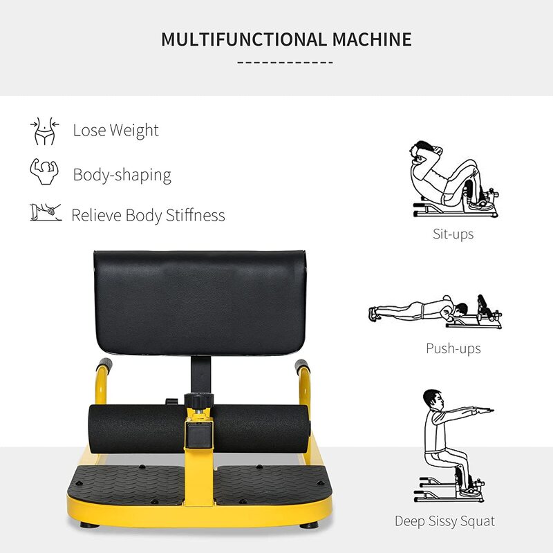 X MaxStrength Sissy Squat Machine Home Multifunctional Squat Bench Lifting Machine, Yellow