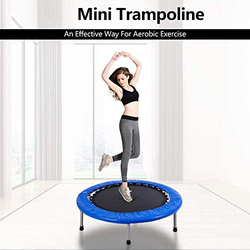 Maxstrength 50-inch Mini Rebounder Trampoline with Safety Pad for Kids, Ages 6+, Blue/Black