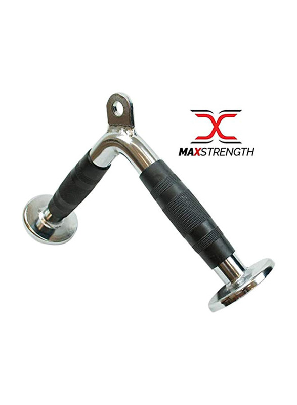 Maxstrength Pro Grip Revolving Non Slip Handle Curl Bar, Silver/Black