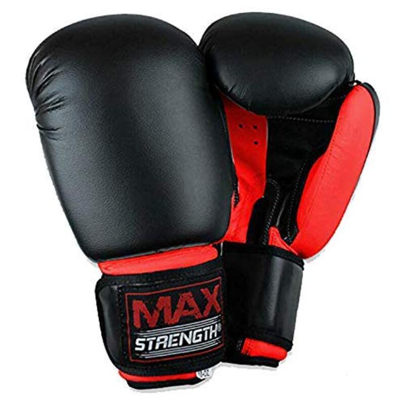 MaxStrength 12oz Boxing Gloves Muay Thai UFC Fight MMA Mitts Kickboxing Punching Training, Black/Red