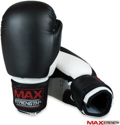 MaxStrength 12oz Boxing Gloves & Focus Pad, Black/White