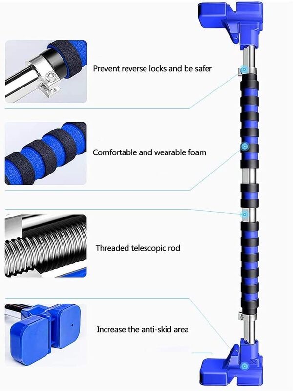 X MaxStrength Adjustable Home Fitness Horizontal Bar for Doorway Equipment, 110-130 cm, Blue