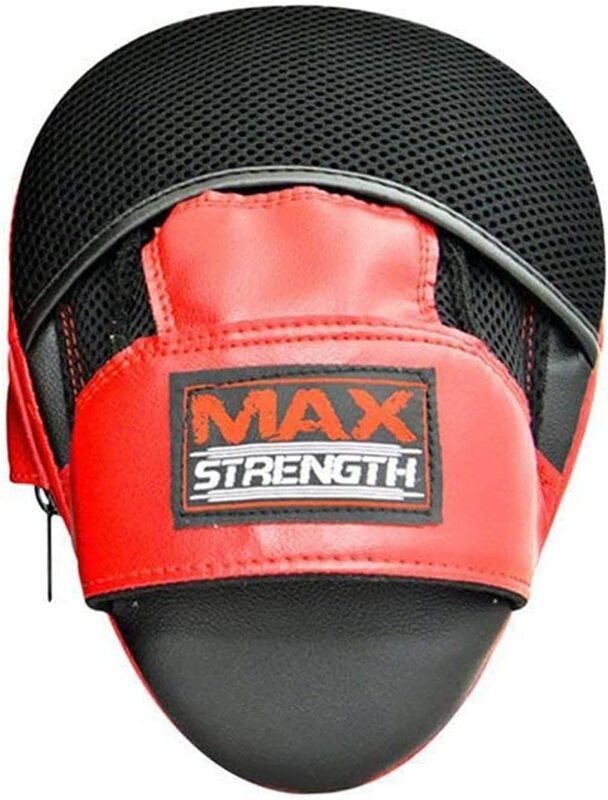 MaxStrength Standard Boxing Curved Hand Focus Pads Set, Red/Black