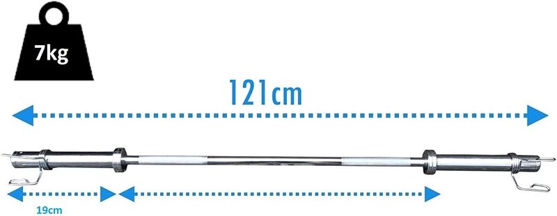 X MaxStrength Olympic Bar with Arm Blaster, 4 Feet, Silver/Black
