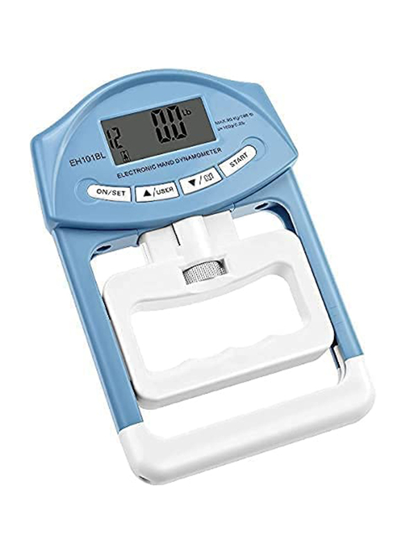Maxstrength Digital Hand Dynamometer Grip Strength Measurement Meter, White/Blue