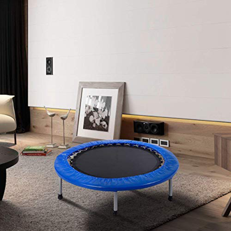 Maxstrength 50-inch Mini Rebounder Trampoline with Safety Pad for Kids, Ages 6+, Blue/Black