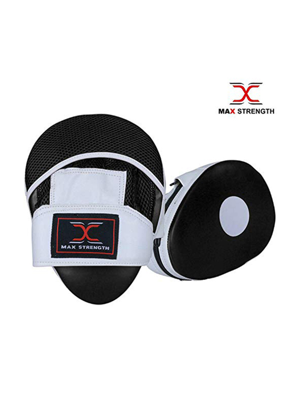 Maxstrength 6-oz Boxing Gloves & Focus Pad Set for MMA, Muay Thai, Martial Arts Training, White